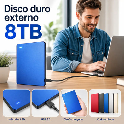 【8TB】Disco duro portátil de alta velocidad y gran capacidad de 8 TB, ampliable.
