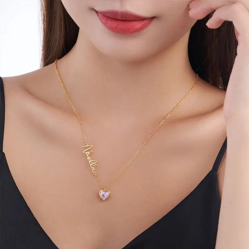 🔥【Juego de 3 piezas por solo 27 euros】✨Collar sencillo y moderno con forma de corazón y piedra de nacimiento.💎