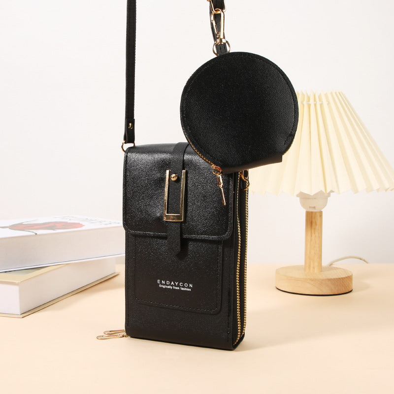 【Juego de 2 piezas】Nuevo bolso bandolera para móvil de mujer: compatible con pantallas táctiles, gran capacidad con múltiples ranuras para tarjetas e incluye un monedero redondo.