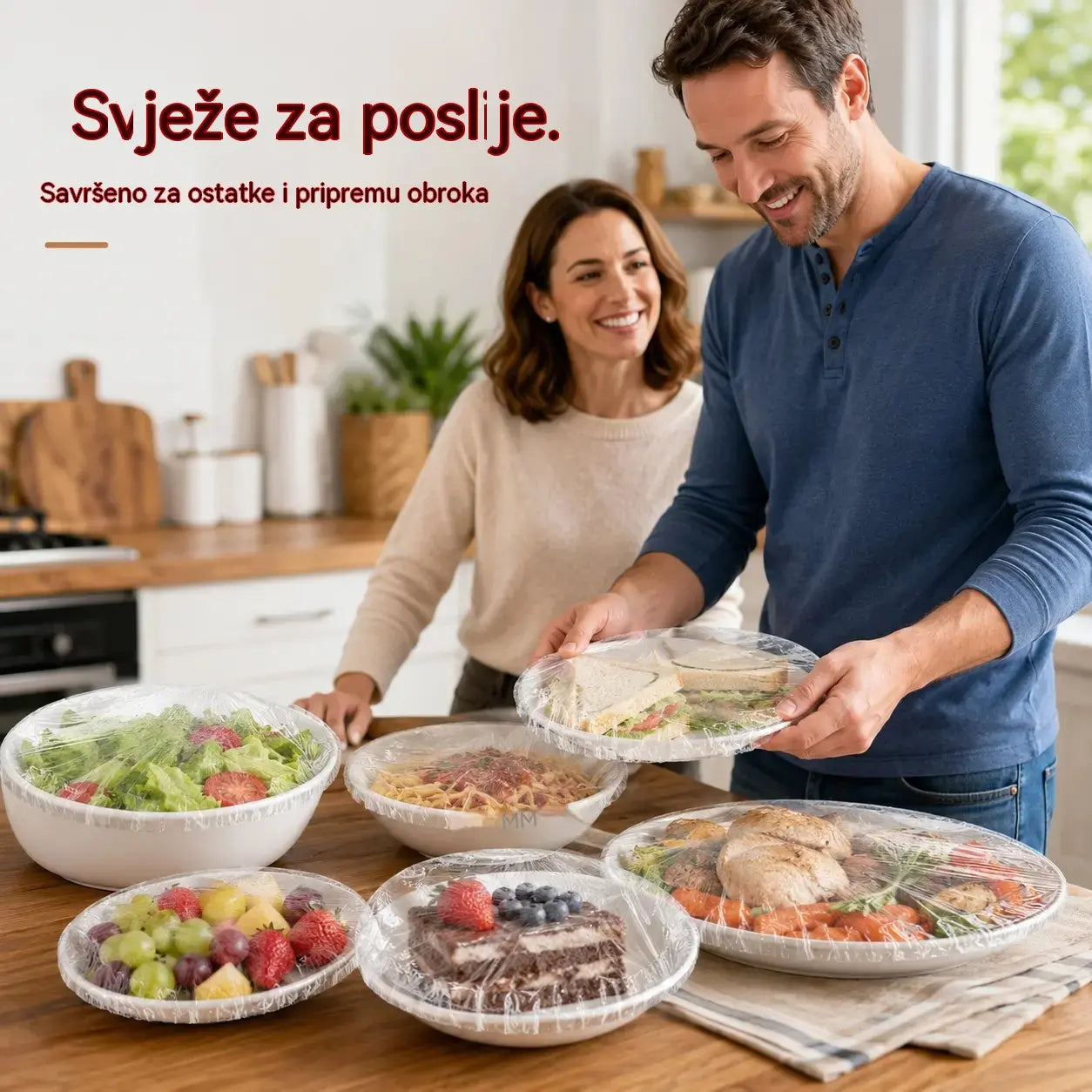 【200 komada】Prozirna folija za jednokratnu upotrebu, idealna za posude i hranu. Savršeno pristaje, dobro brtvljenje i jednostavna je za korištenje.