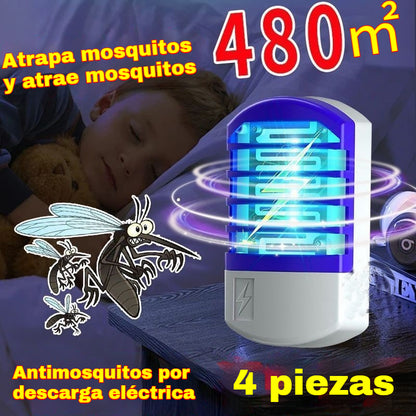 🦟60% OFF【4 piezas】🦟Lámpara antimosquitos de pared con luz violeta, lámpara antimosquitos silenciosa