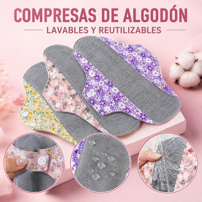 【5 piezas】Almohadilla antibacteriana de algodón y grafeno lavable