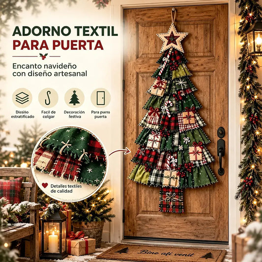 🎄✨ Decoración de Puerta en Forma de Árbol de Navidad | Colgante Navideño Patchwork de Gran Tamaño para Hogar