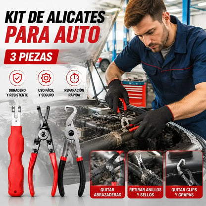 【3 pieza】Juego de alicates multifuncionales para reparación de automóviles [Alicates para grapas + Palanca + Alicates para terminales de batería]