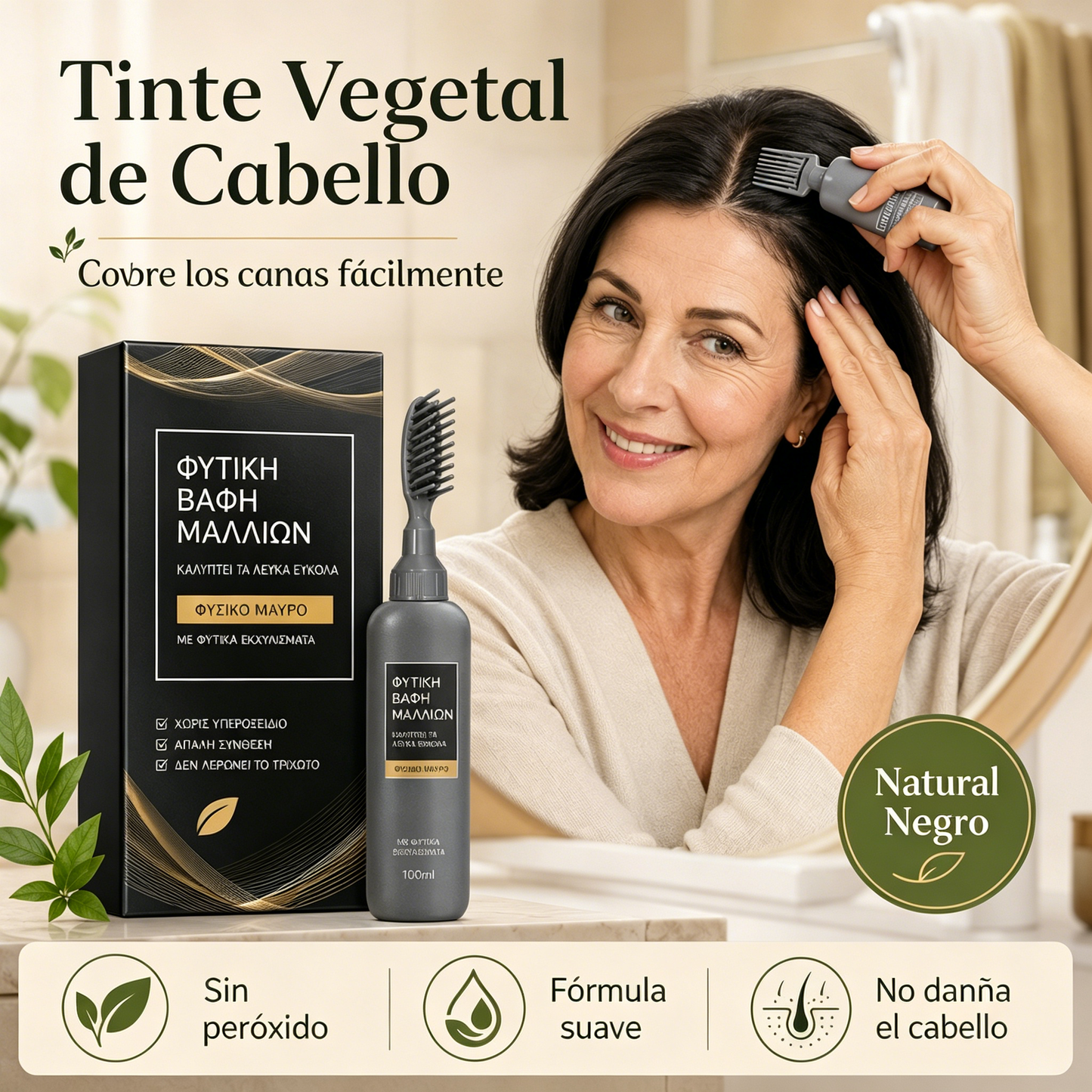 ✨ ¡50% DE DESCUENTO POR TIEMPO LIMITADO! 🌿 Tinte capilar Herbal Comb – Fácil cobertura de canas, fórmula nutritiva ✨