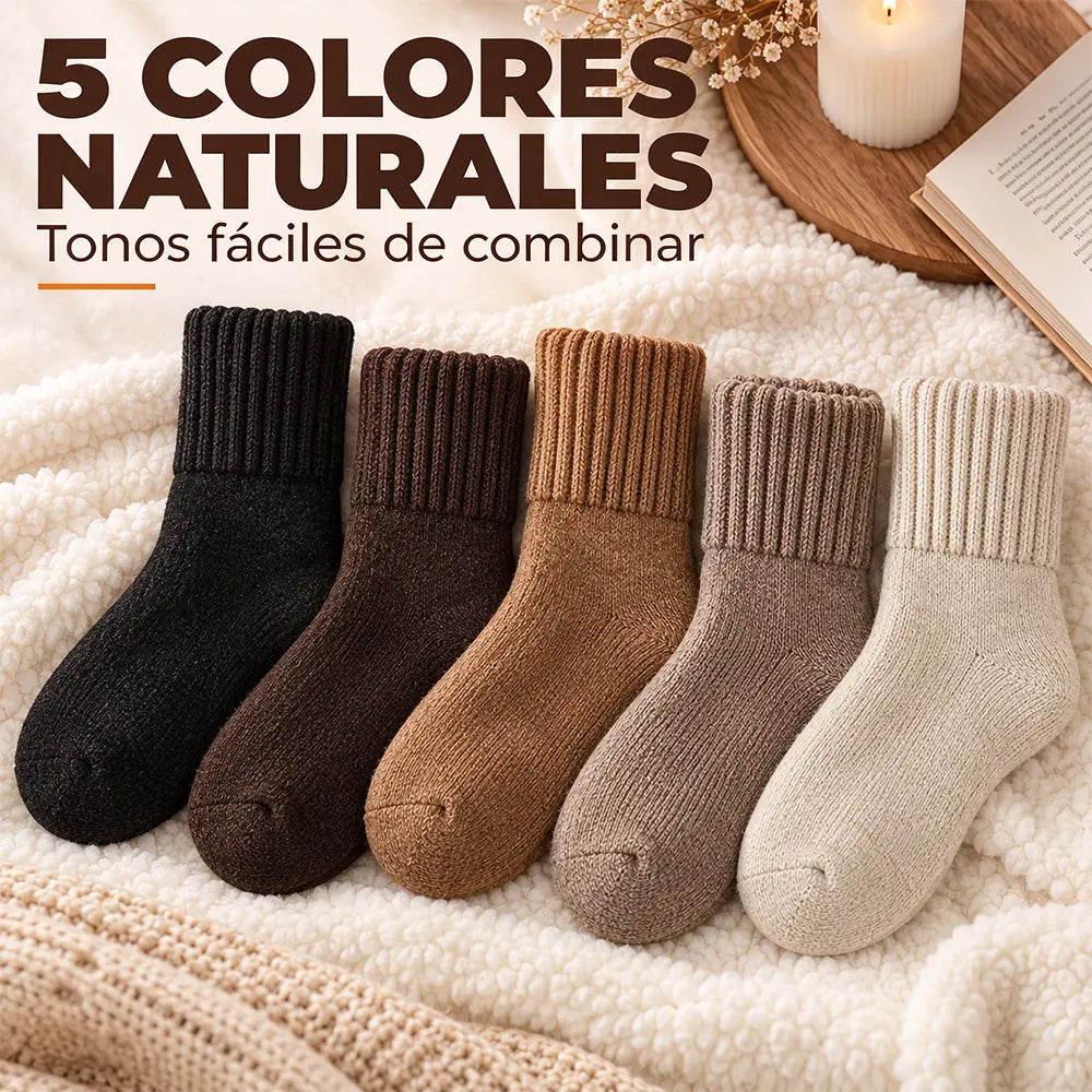 🧦🍂 Calcetines Cálidos para Mujer de Invierno | Calcetines Gruesos de Felpa con Forro Suave, Absorbentes y Combinables