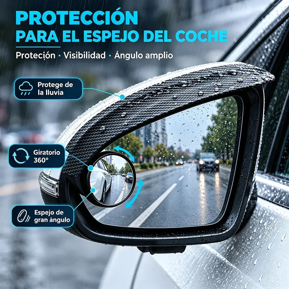 🚗🌧️ Visera Antilluvia para Espejos Retrovisores | Espejo Auxiliar de Punto Ciego con Diseño Giratorio para Coche