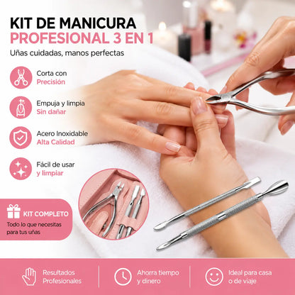 📢📢¡50% de descuento! ⏰Kit de cuidado de cutículas de acero inoxidable - 3 piezas