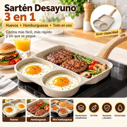 ⏳Oferta por tiempo limitado⏰Sartén antiadherente dividida 3 en 1