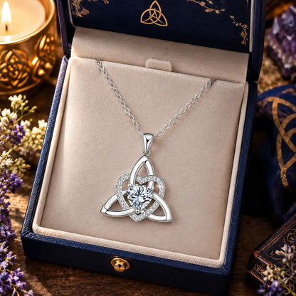 ⏳Oferta por tiempo limitado⏰ Collar de corazón con nudo de la Trinidad celta y piedra de nacimiento✨ Colgante de corazón con nudo de la Trinidad celta y piedra de nacimiento