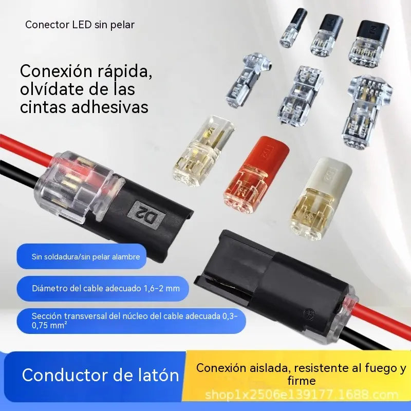 【50 piezas】Conector de doble cable con hebilla de bloqueo, cierre de seguridad, antideslizante