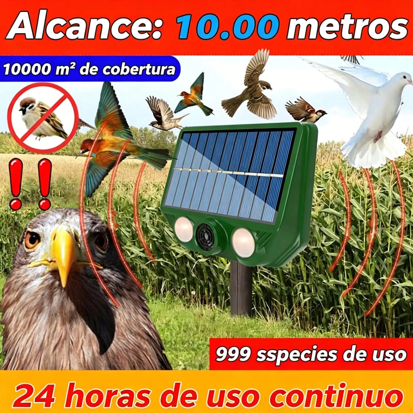🔥【Oferta especial】🔥Repelente solar ultrasónico para animales para exteriores: puede ahuyentar pájaros y animales.