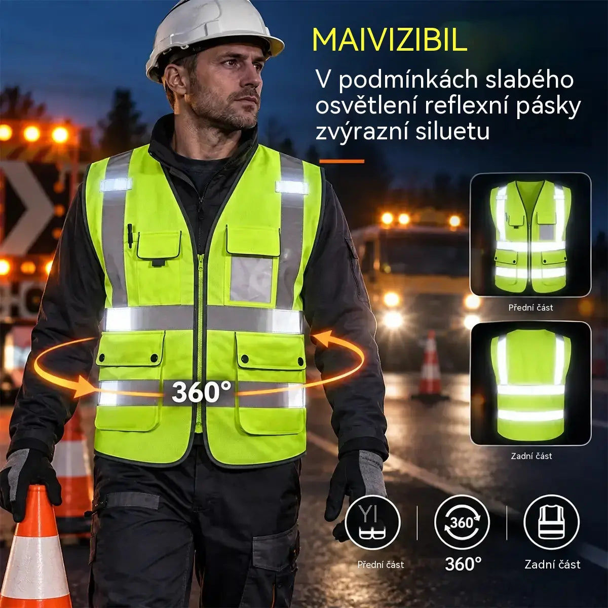 🦺 Reflexní bezpečnostní vesta s mnoha kapsami – maximální viditelnost v rozsahu 360° a praktičnost pro jakékoli pracovní prostředí!