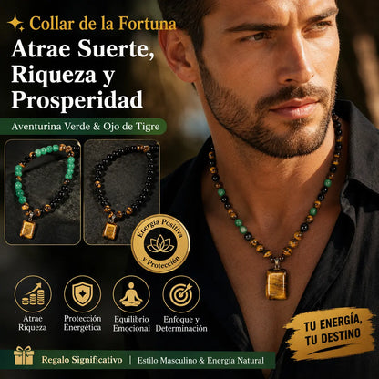 ✨ Collar para atraer dinero con colgante de aventurina verde y ojo de tigre (piedra de cristal curativo)