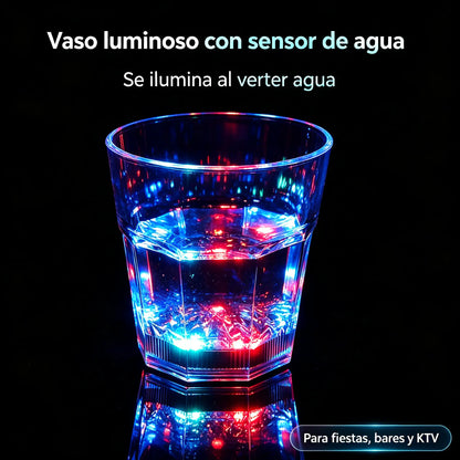 ✨💎Juego de vasos de cristal con luz LED activada por líquido🥂