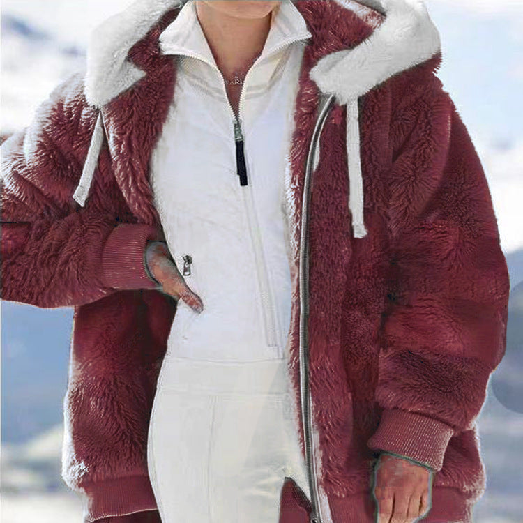 ☃️Oferta limitada: 39% de descuento❄️【S-5XL】Chaqueta de mujer 2026 de felpa gruesa con rayas en contraste