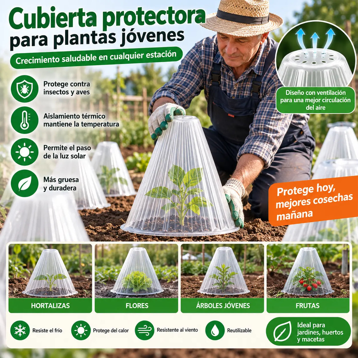 【20 piezas 】Plántulas de melón, plántulas de hortalizas, cubiertas vegetales: conservación térmica, protección contra aves, insectos