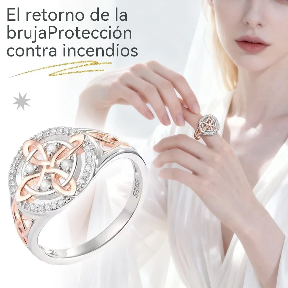 🔮Plata 925 Anillo de protección con nudo de retorno de bruja hecho a mano