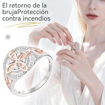 🔮Plata 925 Anillo de protección con nudo de retorno de bruja hecho a mano