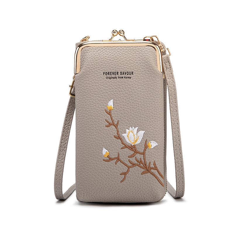 Nueva cartera antirrobo multicapa de gran capacidad con cremallera bordada a la moda para mujer