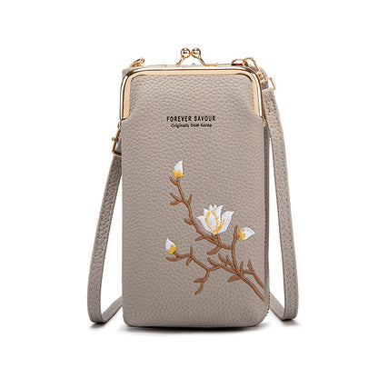Nueva cartera antirrobo multicapa de gran capacidad con cremallera bordada a la moda para mujer