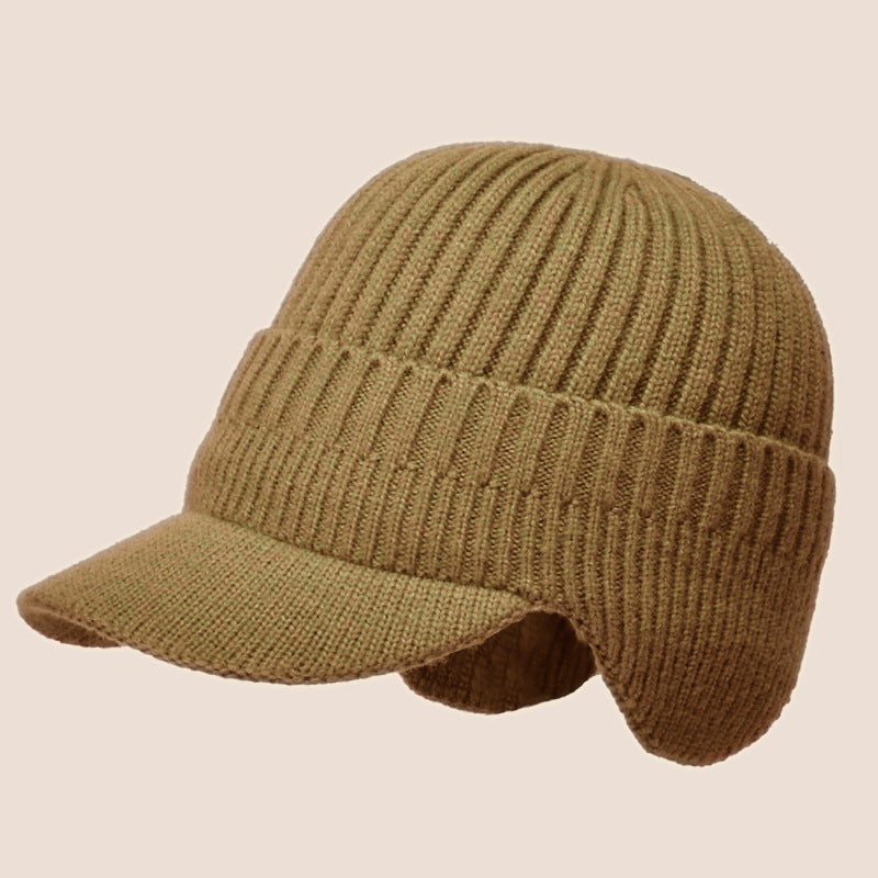 Gorro de punto cálido de invierno para hombre con orejeras.
