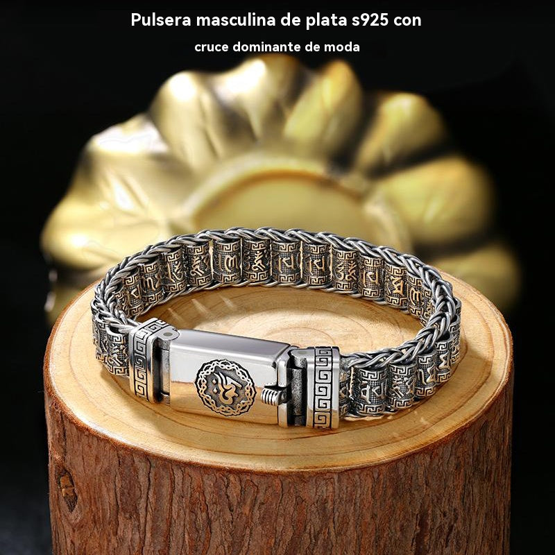 🔥Pulsera de cuentas retorcidas de plata S925 para hombre