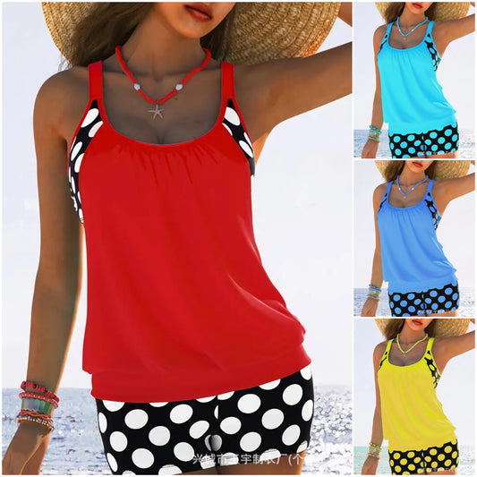 🏖️【S-4XL】Conjunto de traje de baño de lunares de talla grande para mujer, nuevo modelo 2026
