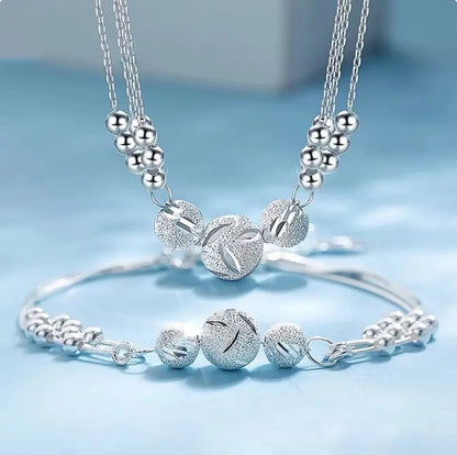 🔥Venta caliente🔥 ✨【Collar + Pulsera】Conjunto de Joyería de Plata 925 con Grabado Elegante 💎