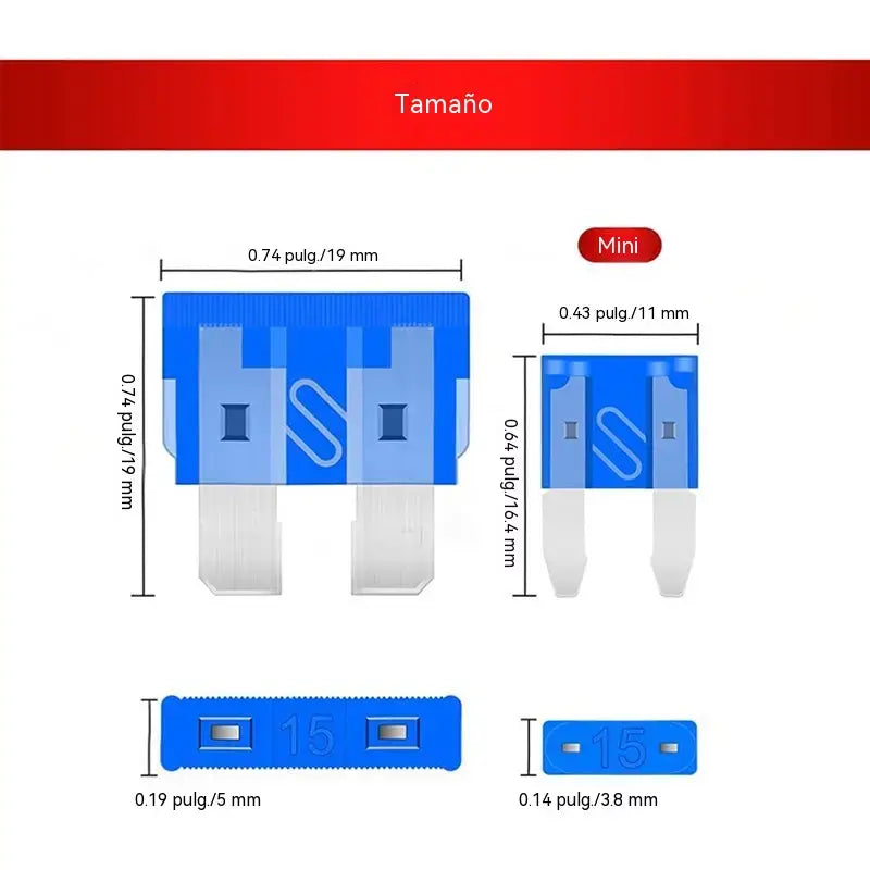 🔌🚗 Kits de fusibles para automóviles: fusibles miniatura, micro y de lámina estándar, codificados por colores para una fácil identificación.