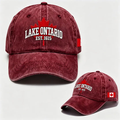 🧢🍁Nastavitelná retro kšiltovka s výšivkou javorového listu u jezera