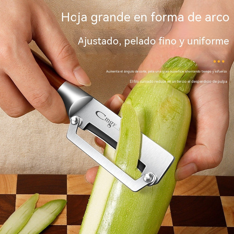 🔪🔥Raspador de cocina multifuncional con cuchillas de acero inoxidable extremadamente afiladas y mango de madera.