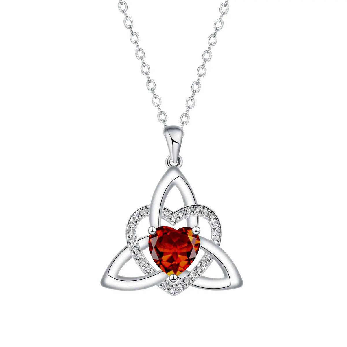 ⏳Oferta por tiempo limitado⏰ Collar de corazón con nudo de la Trinidad celta y piedra de nacimiento✨ Colgante de corazón con nudo de la Trinidad celta y piedra de nacimiento