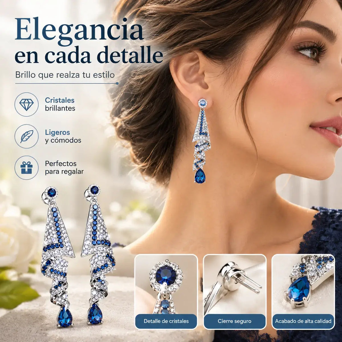 Elegantes y lujosos pendientes colgantes para mujer, engastados con circonitas cúbicas brillantes, sofisticados y exquisitos.