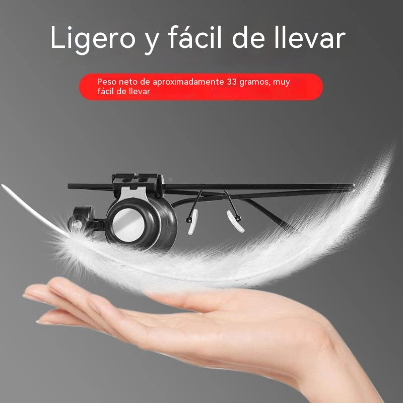 💡👓Gafas de reparación montadas en la cabeza con luces LED, que ofrecen un aumento de alta definición de 20x.