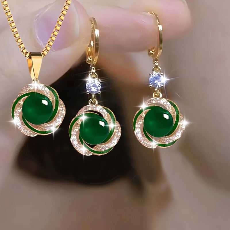 🔥💥（Collar + Pendientes）Colgante de perla con personalidad popular, elegante y versátil