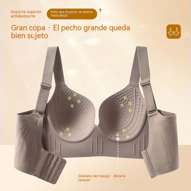 【Compra 1 y llévate 1 gratis】Ropa interior sin costuras de tallas grandes para mujer, sujetador push-up y de soporte para evitar la flacidez y la expansión hacia afuera.