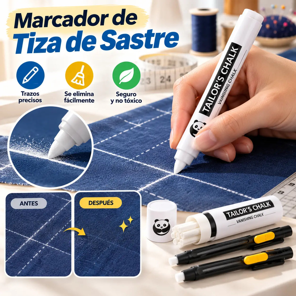 🧵20 piezas🧵 Tiza de Costura Invisible Retráctil | ¡Marcas Precisas que Desaparecen con Calor!