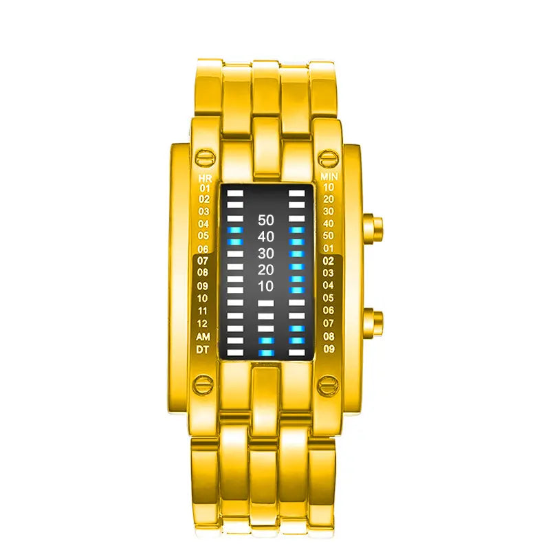 ⌚Reloj electrónico de moda para parejas con LED, doble línea binaria y Iron Man.