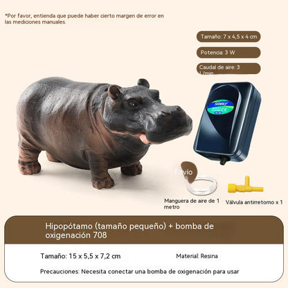 🔥【Hipopótamo + Bomba de aire】Bomba de aire de burbujas con forma de hipopótamo para acuario, adorno decorativo neumático para acuario