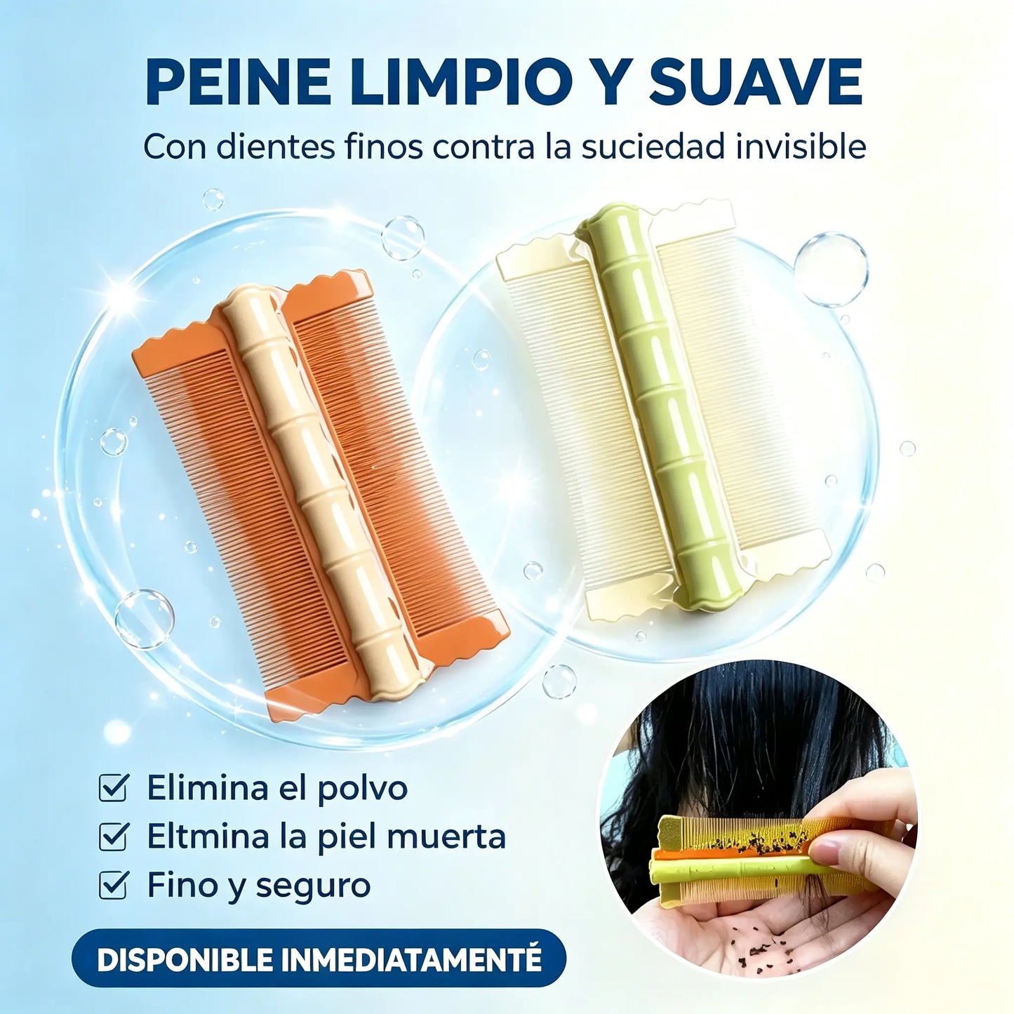 🎉💇‍♀️【Set de 3 piezas – 24 euros】🔥Peine de bambú de doble cara con dientes finos