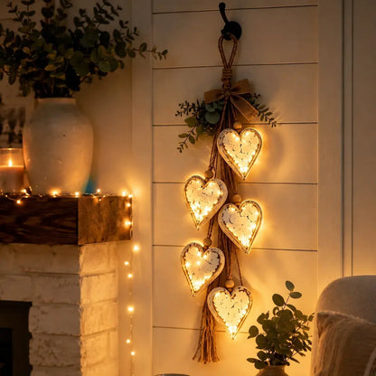 ❤️🎃 Decoración Colgante en Forma de Corazón con Calabaza y LED | Adorno Luminoso para Puerta y Pared