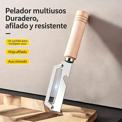 ✅Compra 1 y llévate 1 gratis (2 artículos) 🧅🔪 Pelador de cocina multifuncional: ¡Pela, corta verduras, abre botellas! 🔥