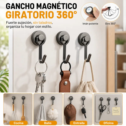 🔥【10 piezas】✨Gancho metálico magnético sin necesidad de taladrar, capacidad de carga máxima de 18 kg.