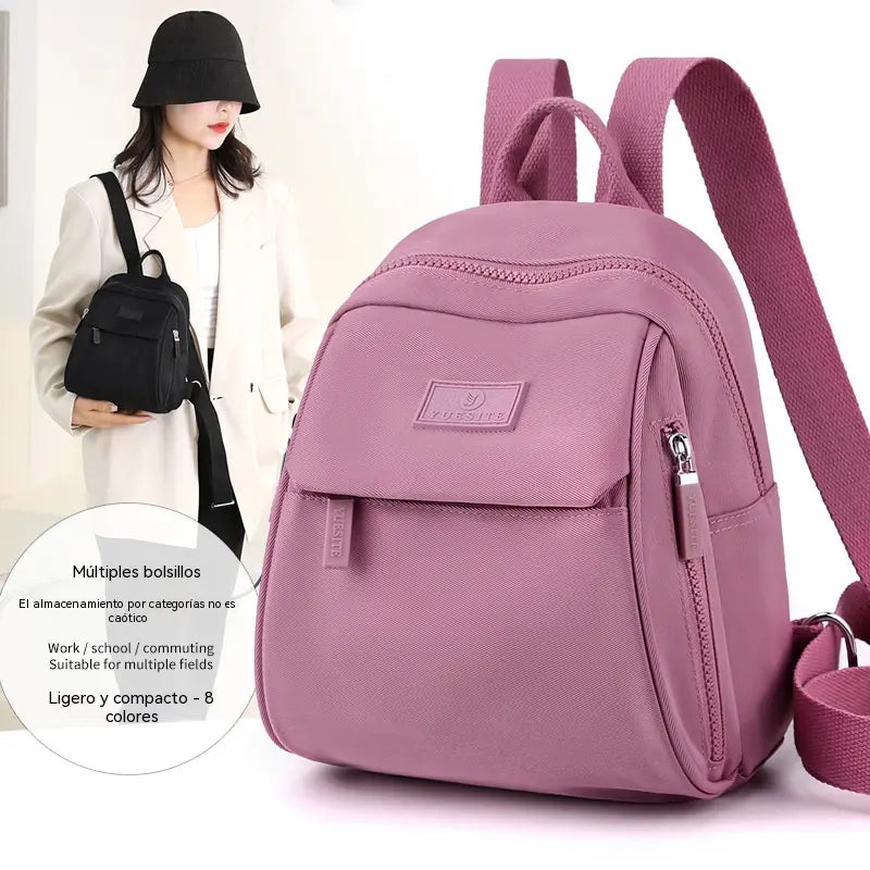 Nueva mochila elegante e informal de gran capacidad y color liso para mujer.