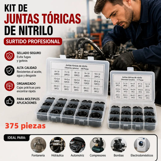 【375 piezas】Juego de 25 tipos de juntas tóricas: ideal para fontanería, automoción y reparaciones domésticas.