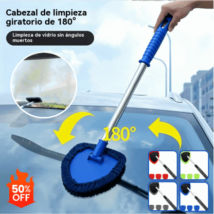 【1 pieza de plástico triangular + 4 fundas de tela】Kit de limpieza de parabrisas de coche - extensible y giratorio 180°