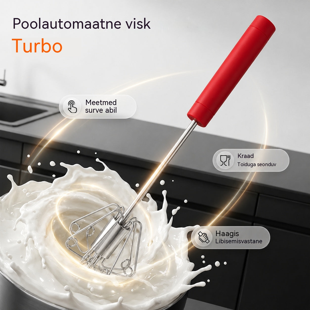 🥳Osta 1, saa 1 tasuta🥳💞Müüdud üle 50 000 ühiku!🥚💪 50% allahindlust! Poolautomaatne käsitsi munavahustaja: vajuta ja keeruta – elektrit pole vaja. Vahustab munad ja koore sekunditega. Randmesõbralik! ✨🧁