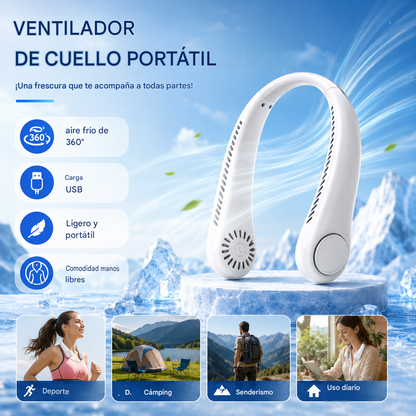 Ventilador de cuello – Extremadamente silencioso, portátil y con rotación de 360° – Ideal para el verano