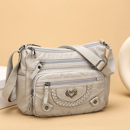 Bolso bandolera vintage con estilo para mujer — PU suave — Diseño con múltiples bolsillos, gran capacidad de almacenamiento